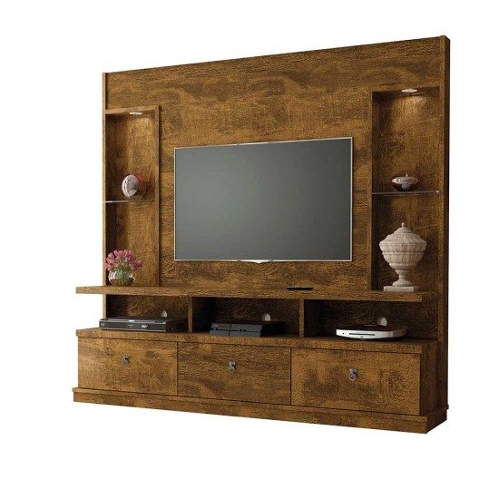 Estante Home para sala com painel de tv Dinamarca Canela com Luz de LED embutida Lukaliam Mveis