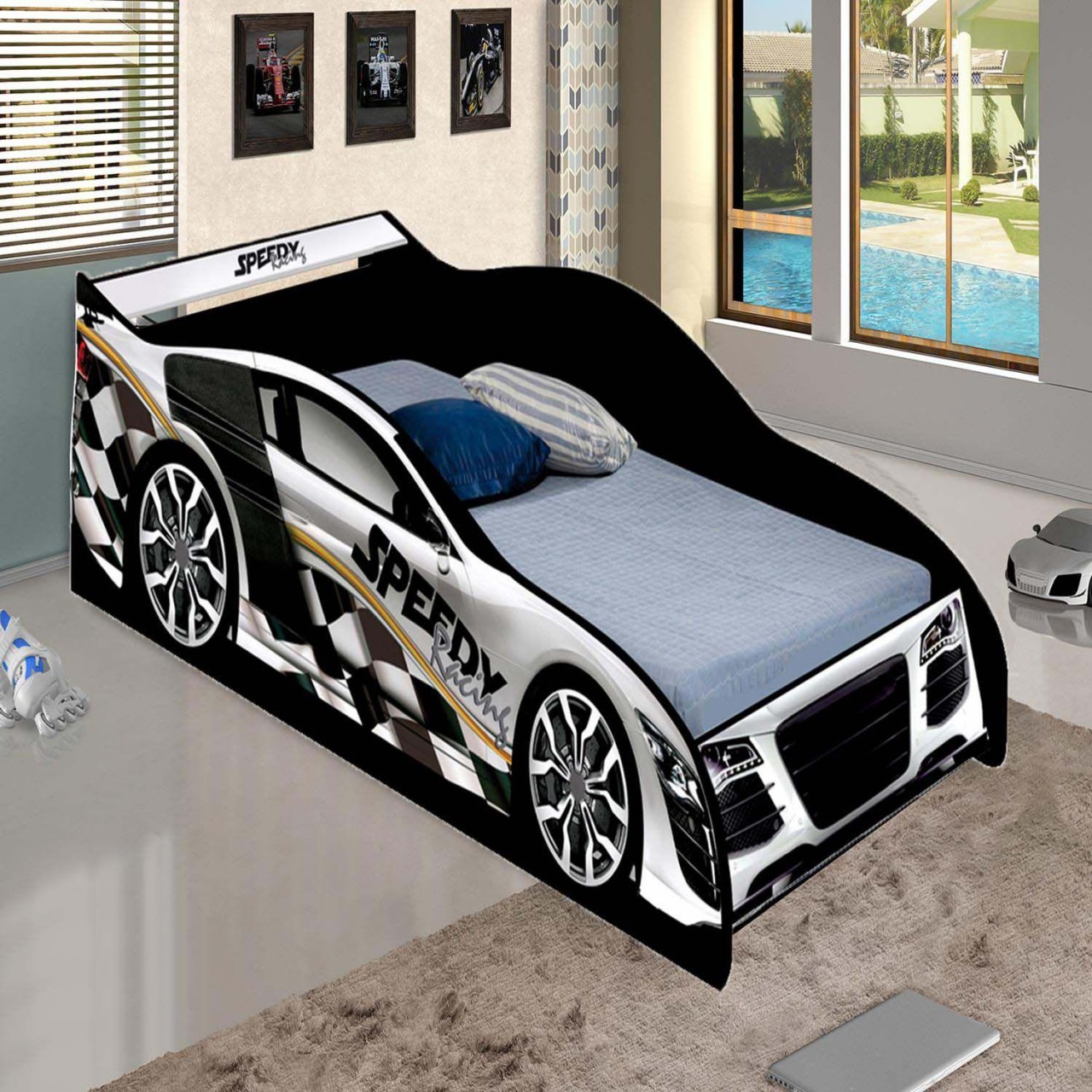 Cama Infantil Carro De Corrida 0,70 Branco - Vitamov 0501010 no Shoptime