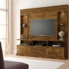 Estante Home para sala com painel de tv Dinamarca Canela com Luz de LED embutida Lukaliam Mveis