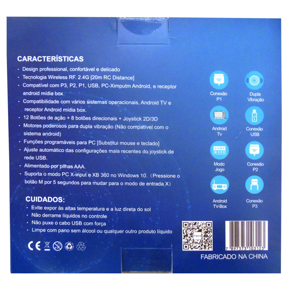 Controle Sem Fio Game Pad 7 em 1 Inova Con-7190